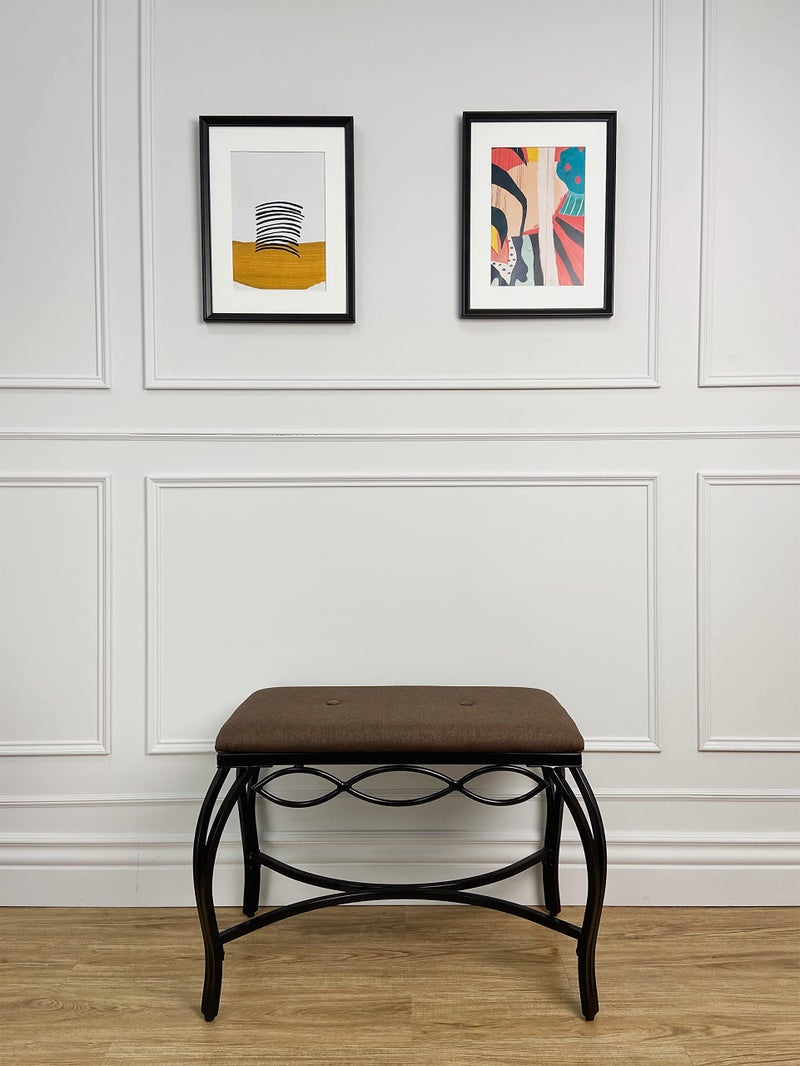 Mango Steam Mocha Brown Shoe Bench - Vanity Seat for Makeup Room, Dressing Stool, Entryway Bench - Powder Coated, Upholstered, Space Saving - Image 5