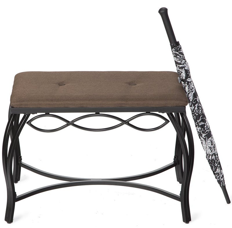 Mango Steam Mocha Brown Shoe Bench - Vanity Seat for Makeup Room, Dressing Stool, Entryway Bench - Powder Coated, Upholstered, Space Saving - Image 4