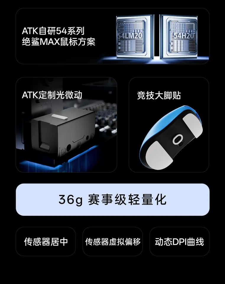 اي تي كي ماوس ATK Blazing Sky F1 V3 Ultimate Gaming Mouse, Tri-Mode, 8K Polling Rate, PAW3955, Leviathan Edition, for PC Esports - Image 5