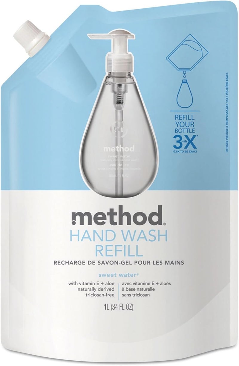 Method Gel Hand Wash Refill, Sweet Water Scent, 34 oz Pouch - Image 1