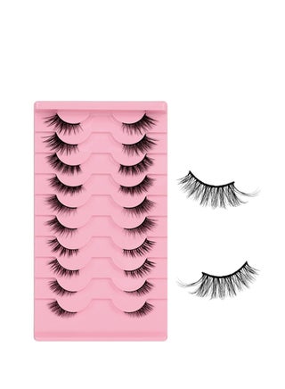False Eyelashes,10 Pairs of Half False Eyelashes,3D Eyelash Handmade False Eyelash Set,Half False Eyelash Transparent Cat Eye Natural Short Eyelash Mink False Eyelash (Hybrid)