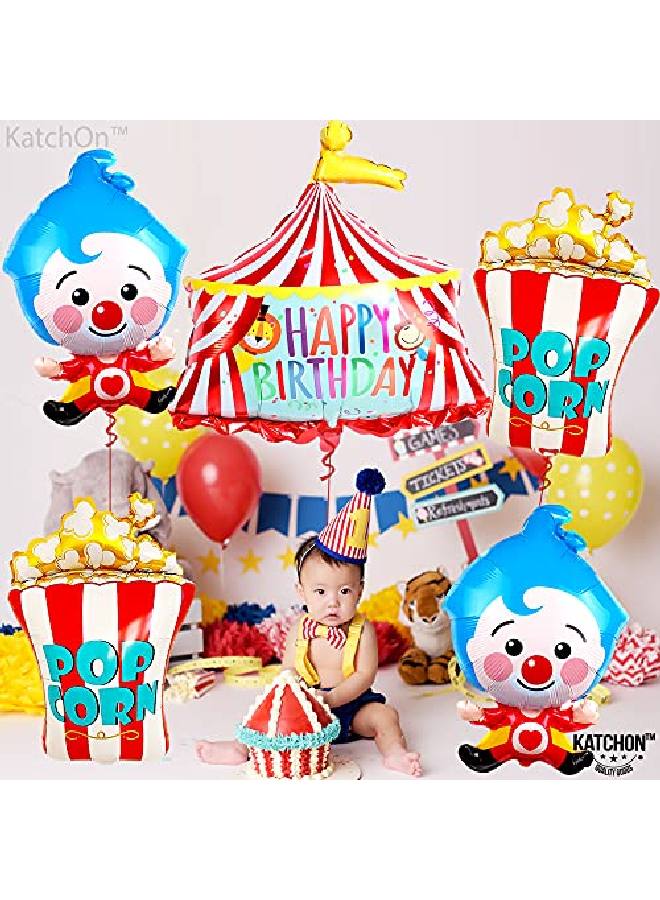 KATCHON Giant 30 Inch Carnival Balloons Set Pack Of 5 Circus Party Decorations | Foil Tent Clown Popcorn Balloon For Carnival Theme Party Decorations | Carnival Balloon For Circus Theme Party Decorations - Image 2