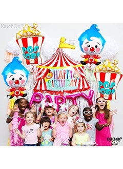 KATCHON Giant 30 Inch Carnival Balloons Set Pack Of 5 Circus Party Decorations | Foil Tent Clown Popcorn Balloon For Carnival Theme Party Decorations | Carnival Balloon For Circus Theme Party Decorations  - Image 5