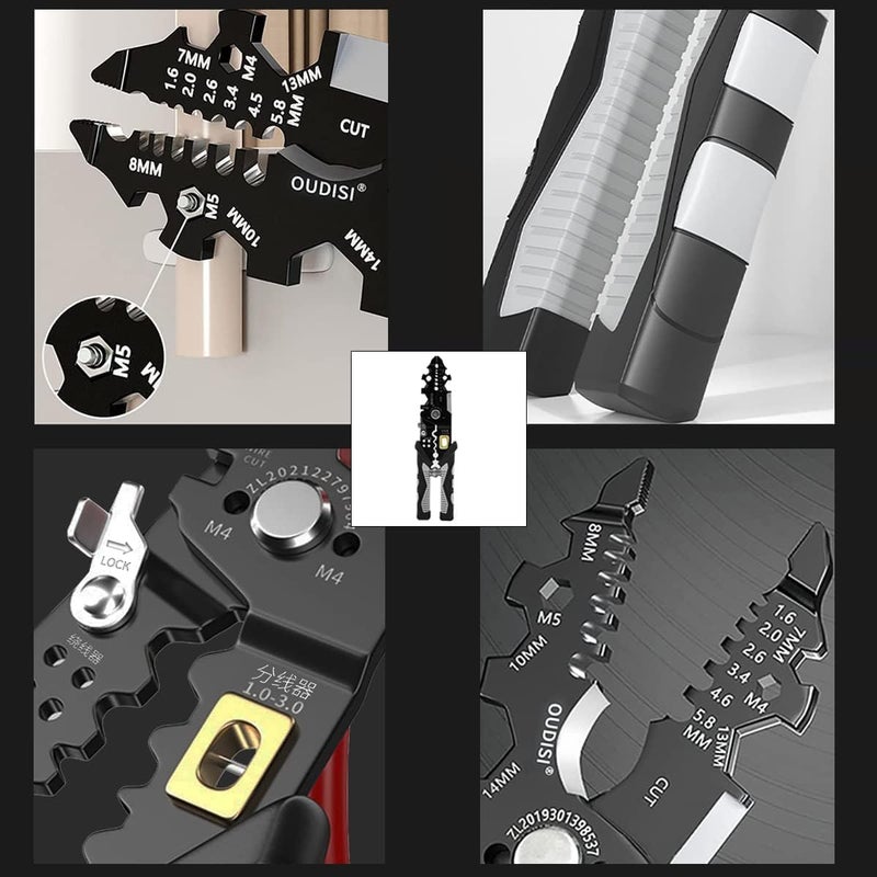 SURKHAMART SURKHAMART Wire Stripper And Crimping Tool for Electrician Multifunction Stainless Steel Wire Puller Plier 6 In 1 Cable Looping Splitting Cutting Pliers Electrical Stripping Tool  - Image 3