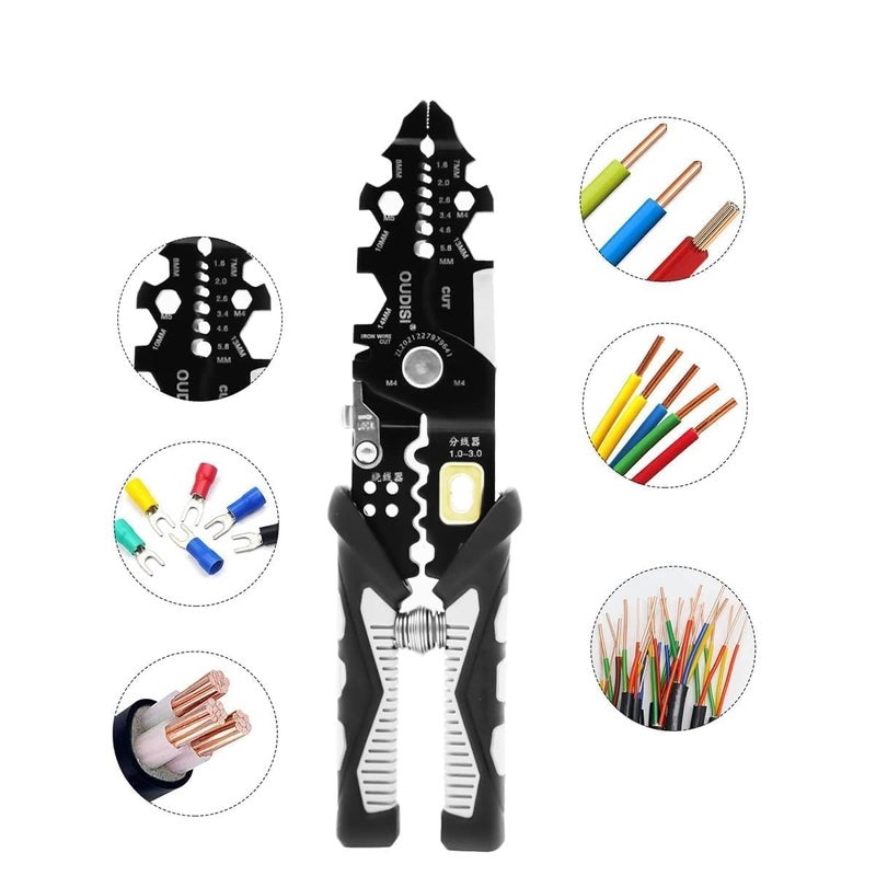 SURKHAMART SURKHAMART Wire Stripper And Crimping Tool for Electrician Multifunction Stainless Steel Wire Puller Plier 6 In 1 Cable Looping Splitting Cutting Pliers Electrical Stripping Tool  - Image 5