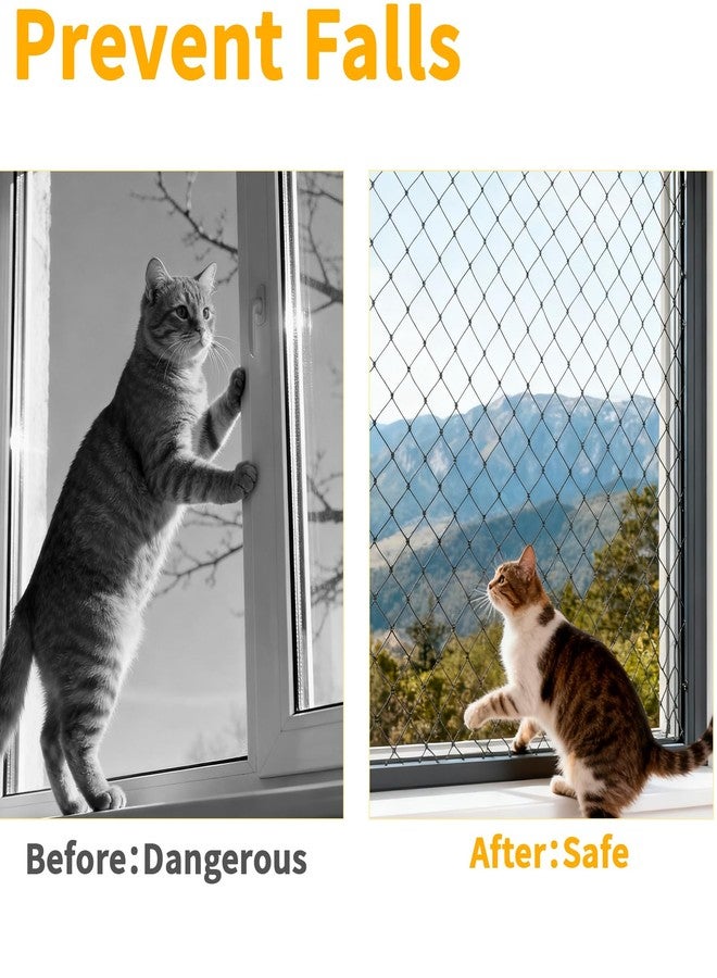 Gainspra 10x13ft Cat Netting Balcony, Steel Wire Reinforced Balcony Screen for Pets - Heavy Duty Cat Balcony Protection Net, Anti-Fall Safety Mesh for Windows, Patio, Stairs & Apartment Balcony - Image 3