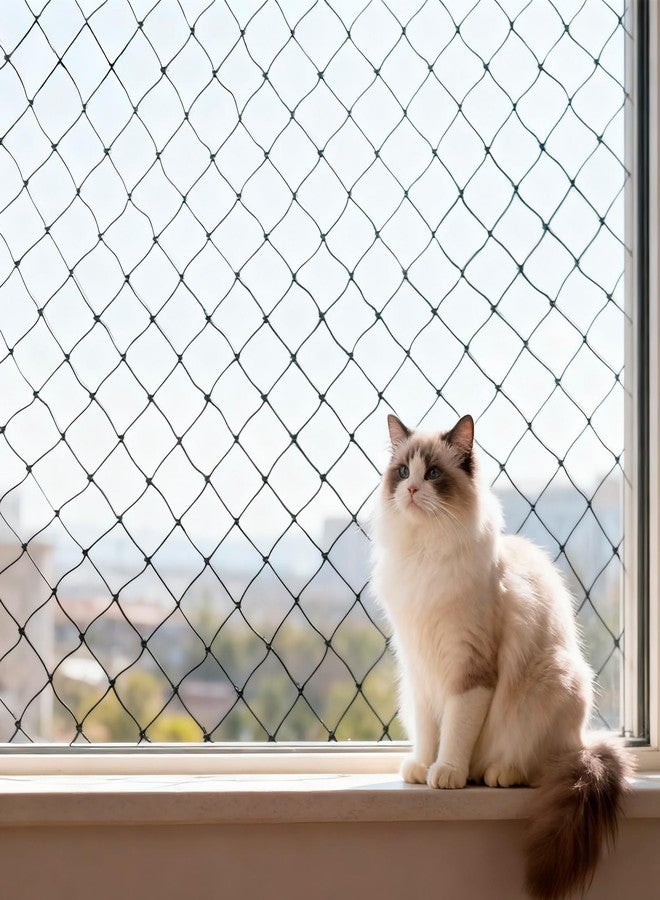 Gainspra 10x13ft Cat Netting Balcony, Steel Wire Reinforced Balcony Screen for Pets - Heavy Duty Cat Balcony Protection Net, Anti-Fall Safety Mesh for Windows, Patio, Stairs & Apartment Balcony - Image 1