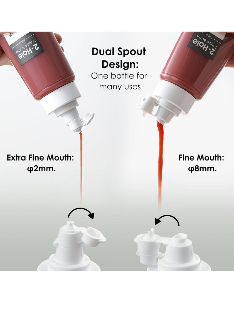 Condiment Squeeze Bottles, Clear BPA Free Commercial Condiment Set, Multipurpose 11.5oz Sauce Bottles for Ketchup, Dressing, 340ML - Image 2