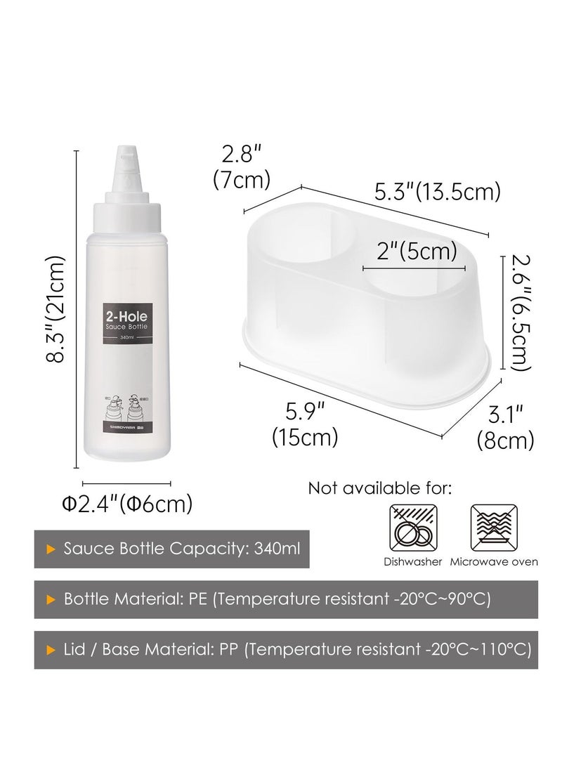 Condiment Squeeze Bottles, Clear BPA Free Commercial Condiment Set, Multipurpose 11.5oz Sauce Bottles for Ketchup, Dressing, 340ML - Image 4