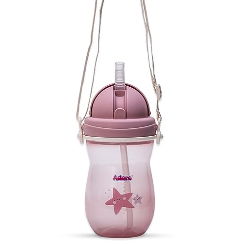 Adore Idaho Leakproof Kids Sipper with Shoulder Strap | 300ml Baby Water Bottle for 2 Years | 360-Degree Drinking Sippers for Kids | Straw Sipper for Baby & Toddlers (Blue) - Image 1