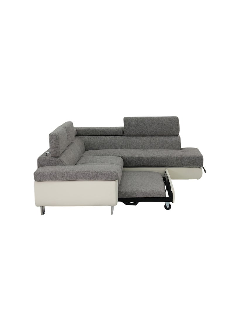 ROYALOAK Royaloak Dexter L-Shaped Sofa Bed with Storage – Grey Fabric, Convertible Sleeper Couch, Space-Saving Design | 260x195x87 cm  - Image 4