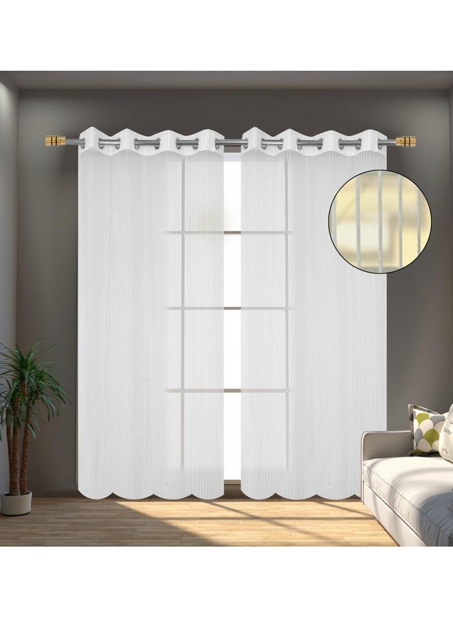 Homefab India 2 Piece Sheer Strips Long Door Curtain - 8 ft, White - Image 3
