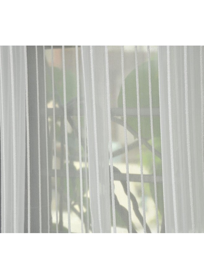 Homefab India 2 Piece Sheer Strips Long Door Curtain - 8 ft, White - Image 4