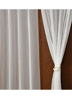 Homefab India Homefab India 2 Piece Sheer Strips Long Door Curtain - 8 ft, White  - Image 1