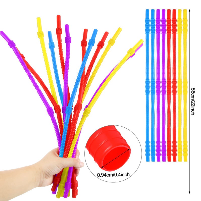 Geiserailie 12 Pieces Flexible Drinking Straws Extra Long Bendy Plastic Straws for Party Camping Limited Mobility Situations Dishwasher(Red  Yellow  Blue  Purple  22 Inches) - Image 2