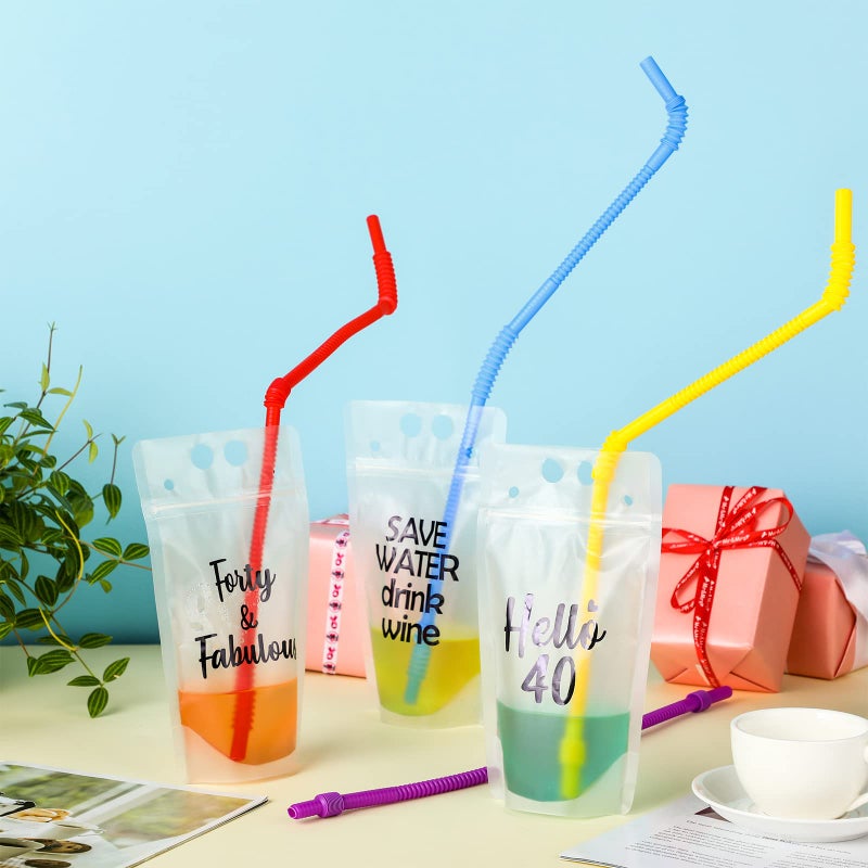 Geiserailie 12 Pieces Flexible Drinking Straws Extra Long Bendy Plastic Straws for Party Camping Limited Mobility Situations Dishwasher(Red  Yellow  Blue  Purple  22 Inches) - Image 4