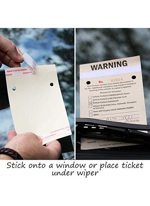 SmartSign SmartSign NCR 2Part Perforated Numbered Parking Warning Ticket  375 x 625 Manila Tag with Adhesive Strips Pack of 50  - Image 3