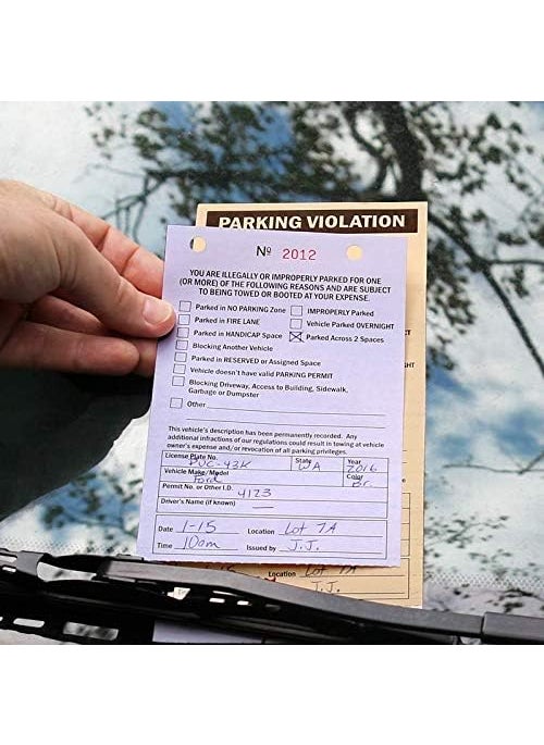 SmartSign SmartSign NCR 2Part Perforated Numbered Parking Warning Ticket  375 x 625 Manila Tag with Adhesive Strips Pack of 50  - Image 2