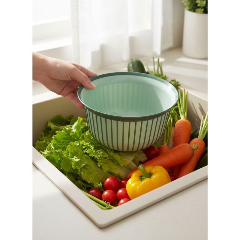 Ribbed Plastic Mixing Bowl, Utility Basin – Non-Slip Grip, Wide Rim, Lightweight & Easy-Clean for Kitchen Prep, Washing & Soaking, Green. (5 Liter) - Image 5