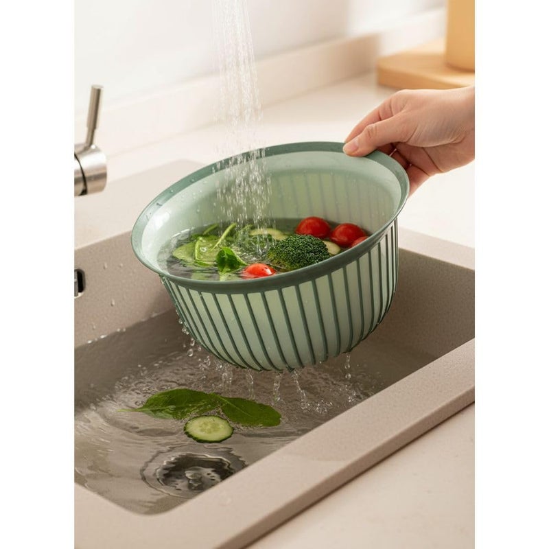 Ribbed Plastic Mixing Bowl, Utility Basin – Non-Slip Grip, Wide Rim, Lightweight & Easy-Clean for Kitchen Prep, Washing & Soaking, Green. (5 Liter) - Image 4