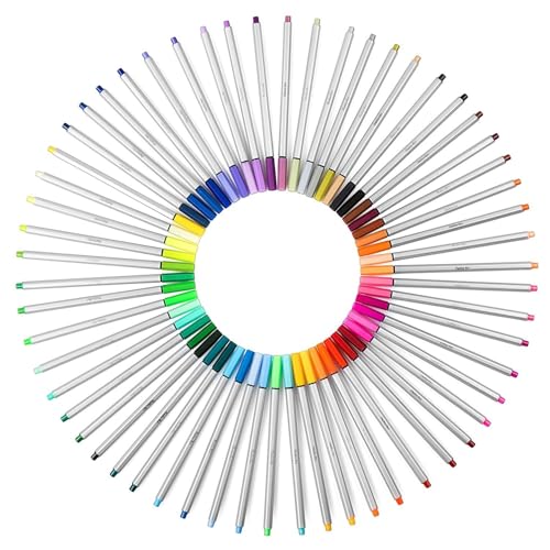 Positive Art Fineliner Coloring Pen Set 60 Unique Colors with Metal Case | Colorful Ultra Fine Tips 0.4 mm | Adult Coloring Books, Draw Pictures, Write Notes | Assorted Colors, 60 Colors - Image 4