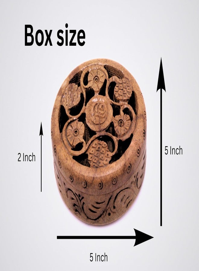 SANDSTERS VR SOURCING Handcrafted Round Marble Jewelry Box – Floral Carving Design – Size 5x5x2 inch – Storage Box for Rings, Earrings & Small Accessories - Image 3