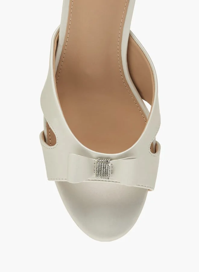 Flora Bella By Shoexpress Womens Bow Accent Slip-On Sandals With Stiletto Heels