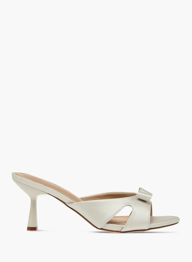 Flora Bella By Shoexpress Womens Bow Accent Slip-On Sandals With Stiletto Heels