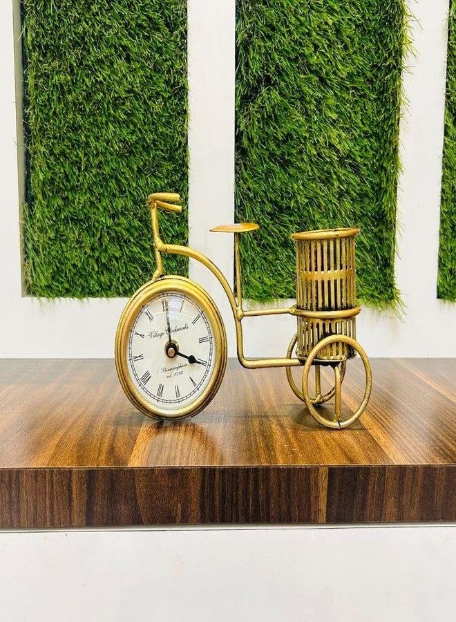 PEDEX - Antique Style Metal Decorative Cycle with Clock Modern Multipurpose Wall Decor Showpiece for Home, Office Decor - Image 1