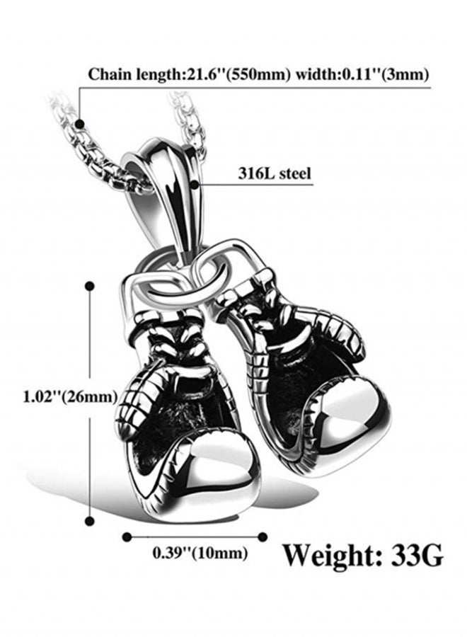 اليشمك Punk Stainless Steel Boxing Gloves Chain Pendant Necklace - Image 2