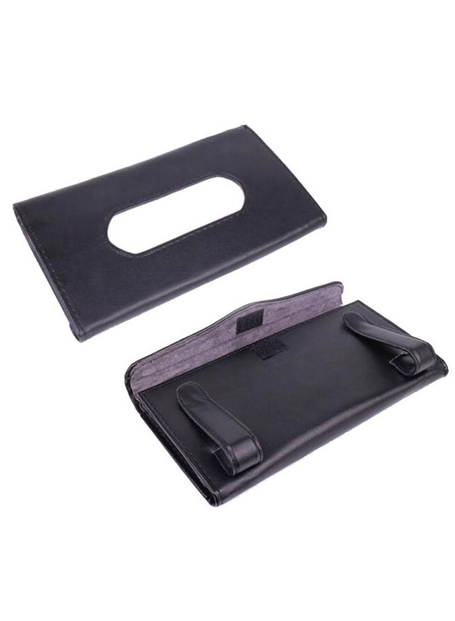 حامل مناديل للسيارة ، للسيارة ، بتصميم بسيط وسهل التركيب (اسود) - Image 2