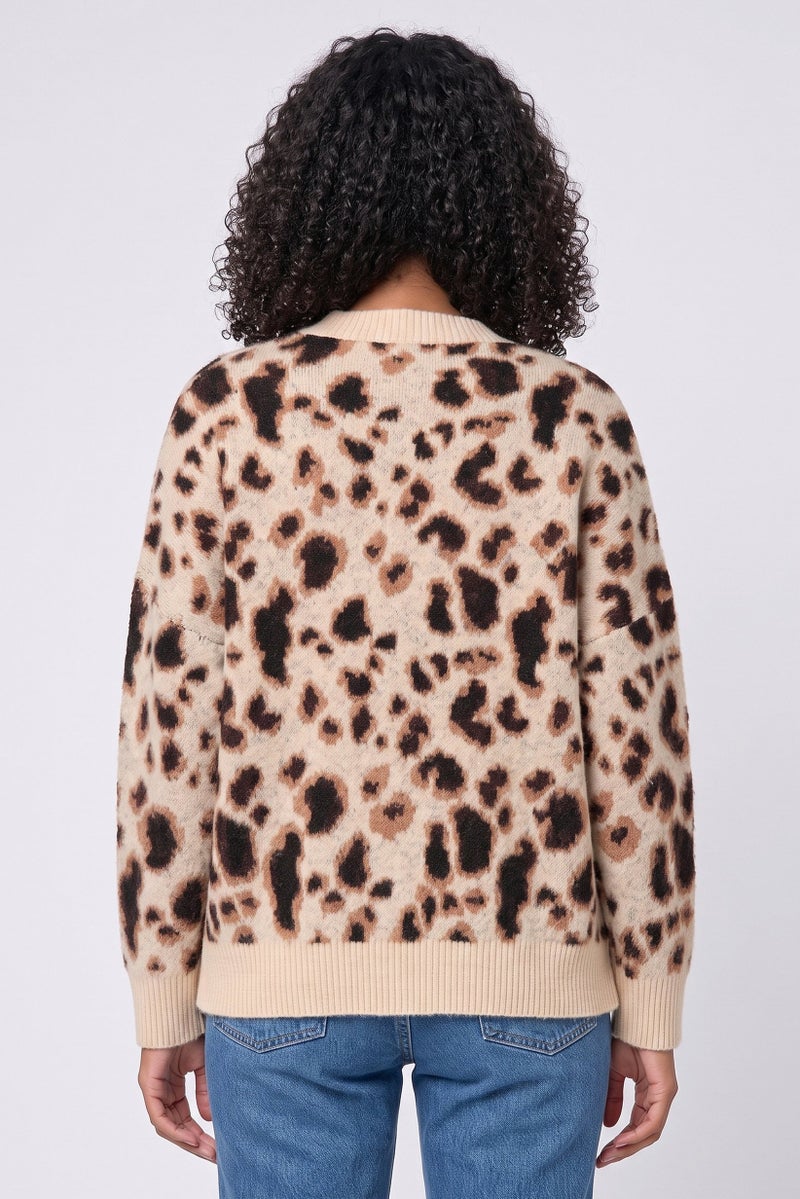Walter Baker Women V-Neck Animal Print Cardigan, Multicolor - Image 4