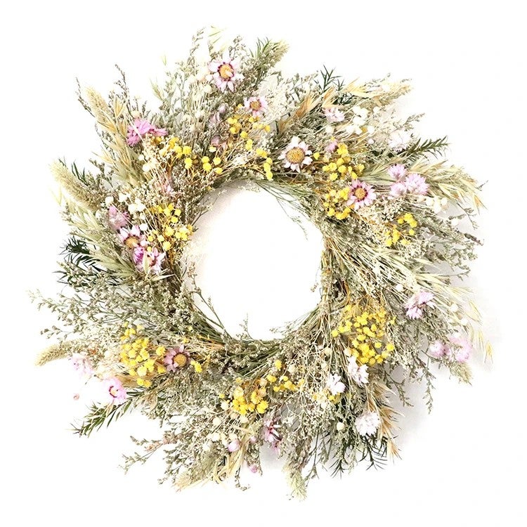 Bluejw Dried Flower Wreath Garland - Natural Dried Plants Thanksgiving Valentine's Day Christmas Door Decor - Image 1