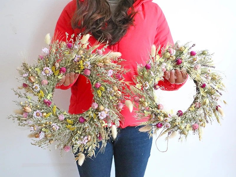 Bluejw Dried Flower Wreath Garland - Natural Dried Plants Thanksgiving Valentine's Day Christmas Door Decor - Image 4