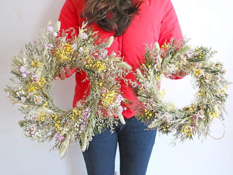 Bluejw Dried Flower Wreath Garland - Natural Dried Plants Thanksgiving Valentine's Day Christmas Door Decor - Image 3