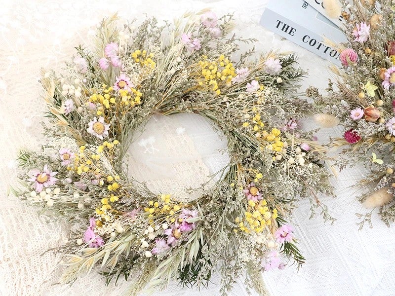 Bluejw Dried Flower Wreath Garland - Natural Dried Plants Thanksgiving Valentine's Day Christmas Door Decor - Image 5