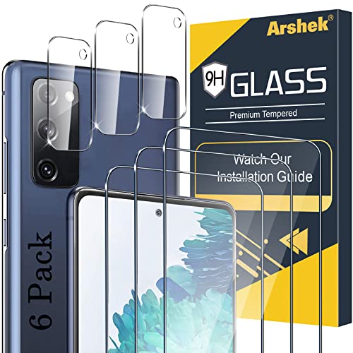 Arshek Galaxy S20 FE Screen Protector and Camera Protector, [3 Screen Protectors+3 Camera Protectors][Support Fingerprint] Tempered Glass Screen Protector for Samsung Galaxy S20 FE 5G/4G - Image 1