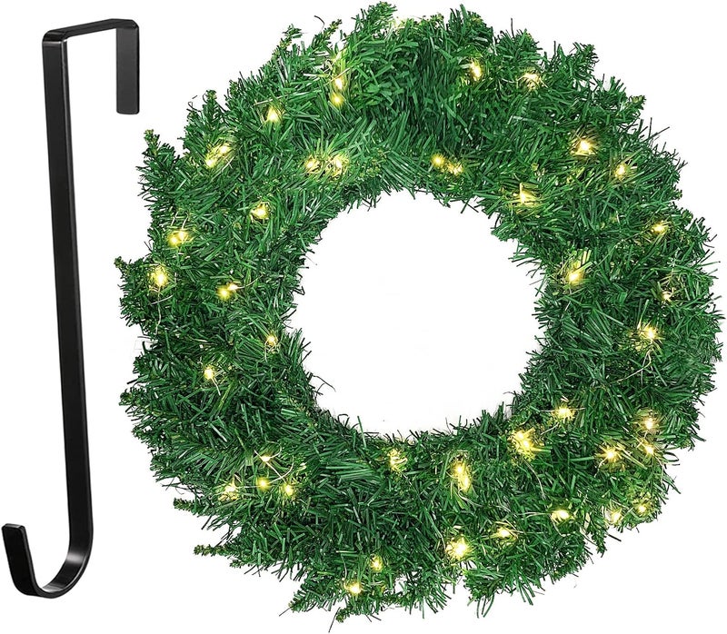 woobles Christmas Wreath with LED, Fir Wreath, Classic Door Wreath, Illuminated Diameter 40 cm, Christmas Wreath, Hanging Wreath, Table Wreath, Decoration for Advent Season and Christmas - Image 1