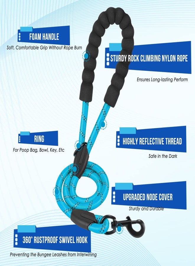 Lukovee Double Dog Leash, No Tangle 360° Swivel Heavy Duty Reflective Lead with Two Padded Handles Dual Dog Splitter, Comfortable Shock Absorbing Walking Training for Small Medium Large Dogs(Blue,M) - Image 3