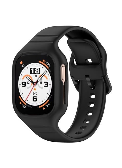 Replacement Strap For Honor Watch 4 Integrated Fully Enclosed Silicone Watch Band Black