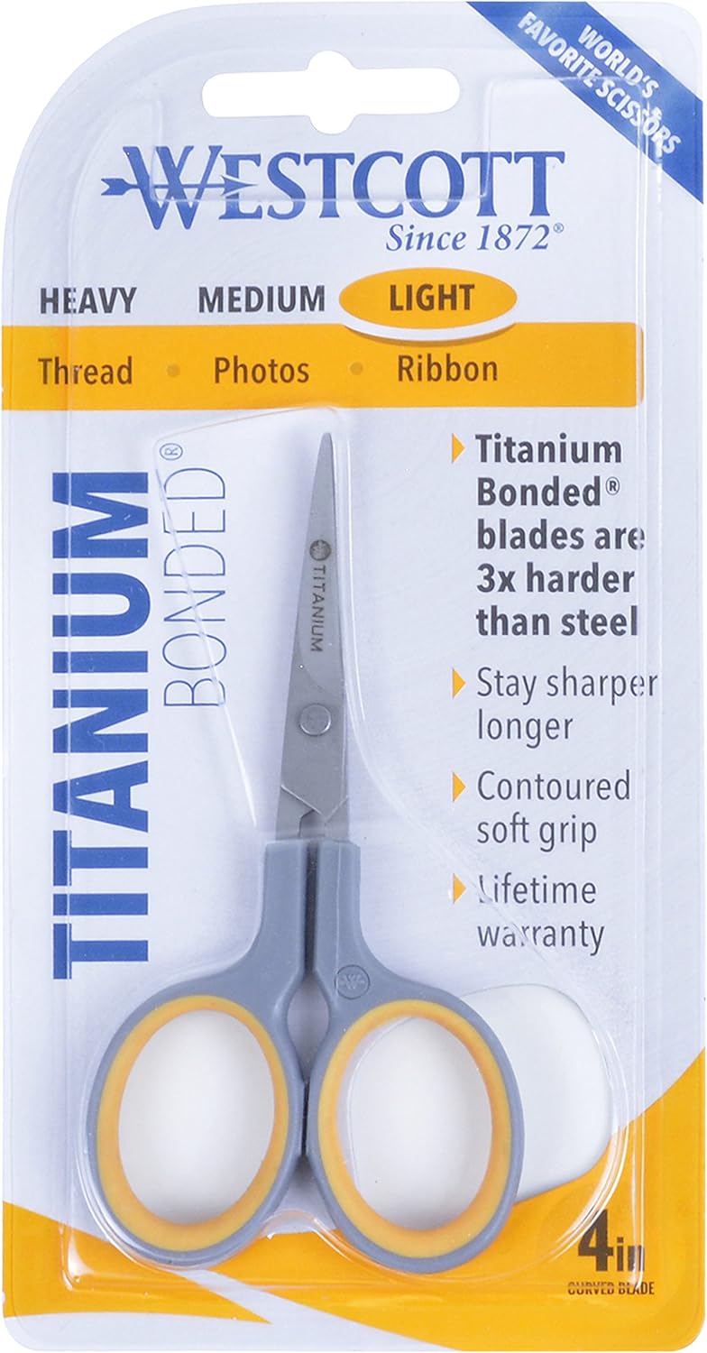Westcott 4 Sewing TitaniumBonded Embroidery Scissors Curved 13865 - Image 3