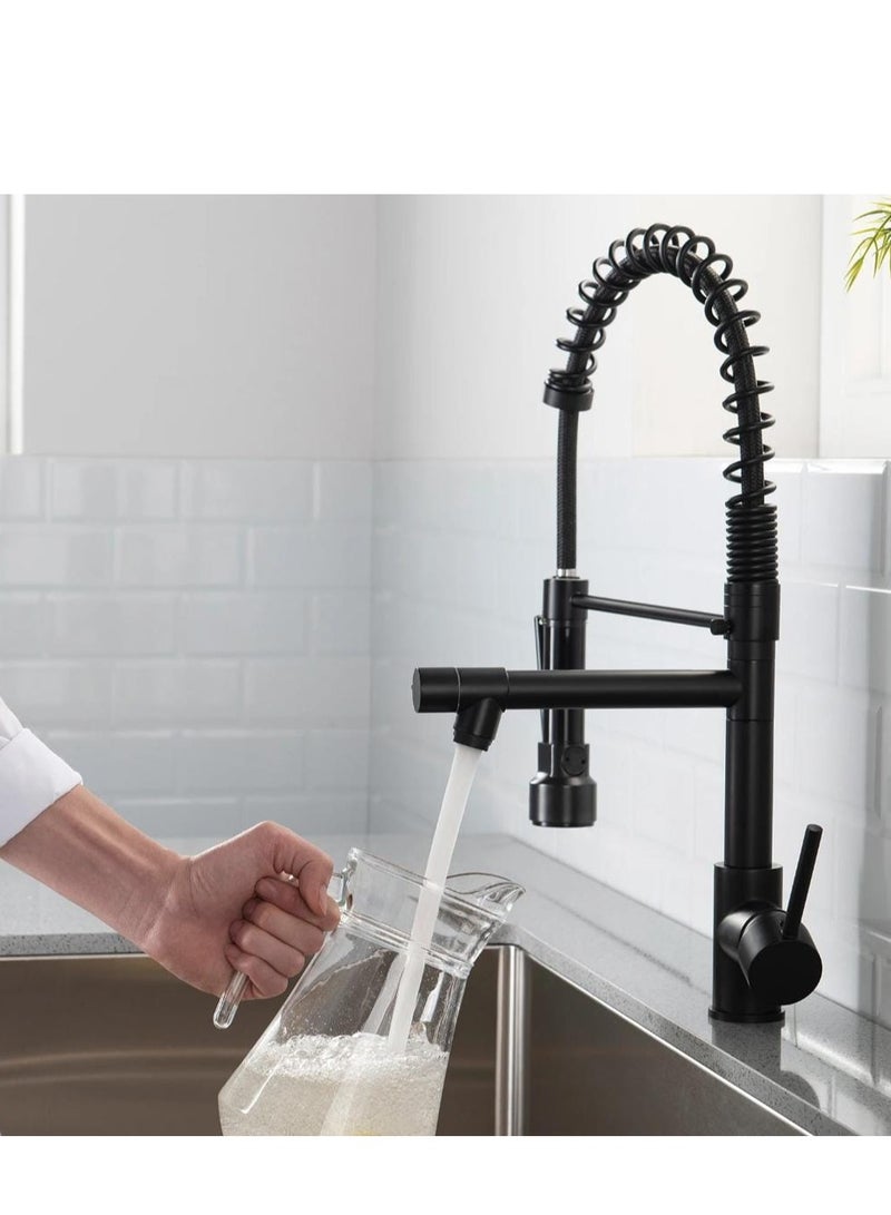 كانا خلاط مطبخ KANA مع خزانة قابلة للسحب، رأس رش 360 درجة، فوهة الحديد المصقول من الفولاذ المقاوم للصدأ، خلاط بحنفية مفردة، خلاط مطبخ مع رأس رش قابل للسحب، خلاط حنفية ربيع بسحب واحدة، خلاط ربيع بتحكم مزدوج ساخن وبارد، خلاط للمطبخ، الحمام، الشرفة، وخلاط utility للغسيل في المزرعة. - Image 5