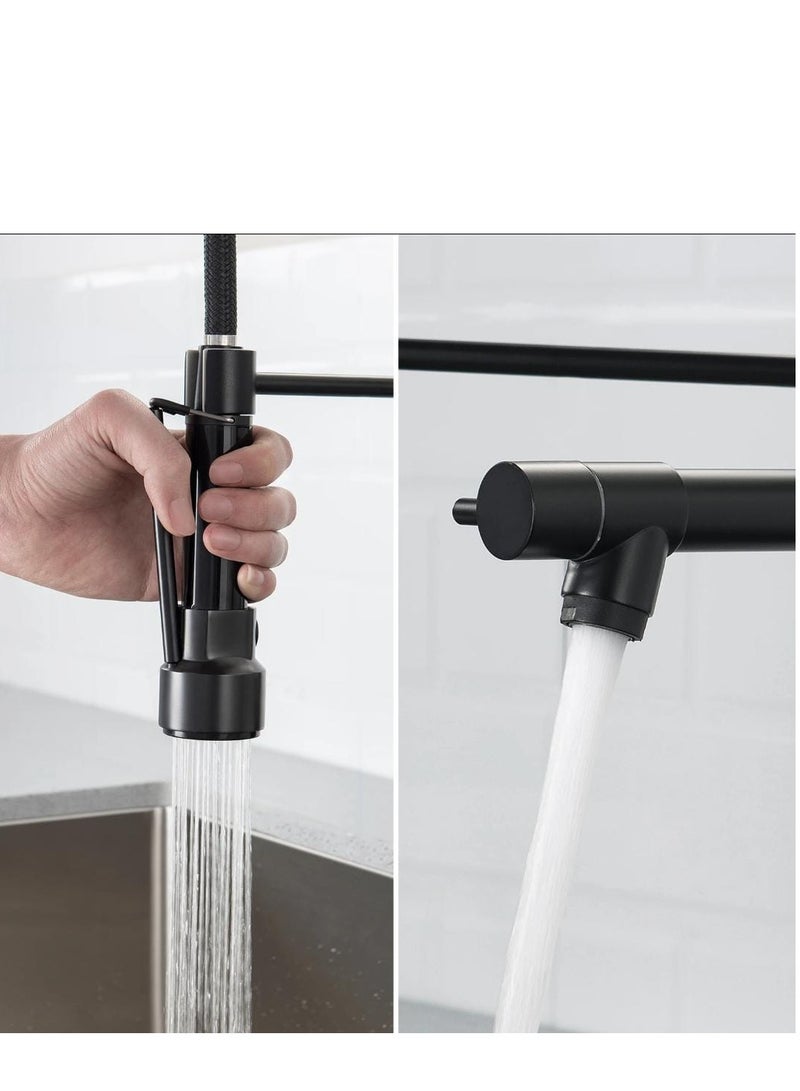 كانا خلاط مطبخ KANA مع خزانة قابلة للسحب، رأس رش 360 درجة، فوهة الحديد المصقول من الفولاذ المقاوم للصدأ، خلاط بحنفية مفردة، خلاط مطبخ مع رأس رش قابل للسحب، خلاط حنفية ربيع بسحب واحدة، خلاط ربيع بتحكم مزدوج ساخن وبارد، خلاط للمطبخ، الحمام، الشرفة، وخلاط utility للغسيل في المزرعة. - Image 3