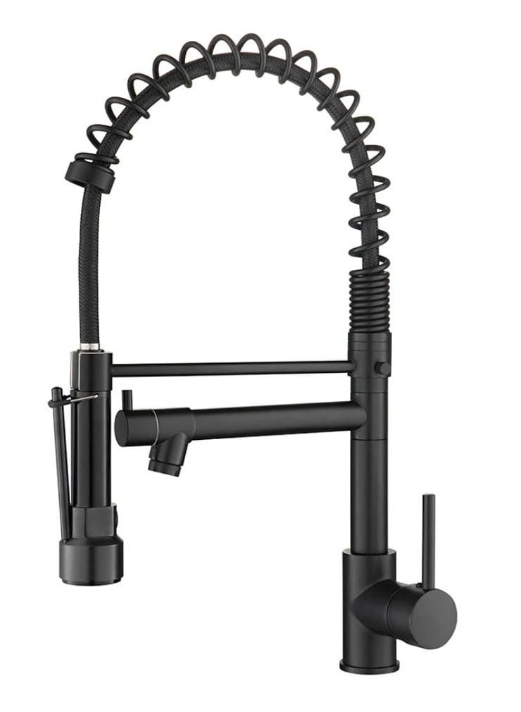 كانا خلاط مطبخ KANA مع خزانة قابلة للسحب، رأس رش 360 درجة، فوهة الحديد المصقول من الفولاذ المقاوم للصدأ، خلاط بحنفية مفردة، خلاط مطبخ مع رأس رش قابل للسحب، خلاط حنفية ربيع بسحب واحدة، خلاط ربيع بتحكم مزدوج ساخن وبارد، خلاط للمطبخ، الحمام، الشرفة، وخلاط utility للغسيل في المزرعة. - Image 1