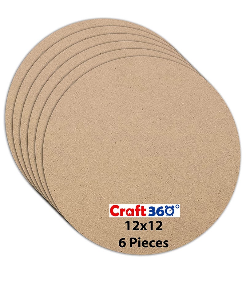 Generic Craft360 Wood MDF Board Sheets 21mm Thickness Size 12X12 inch Pack of 6 Circle - Image 1