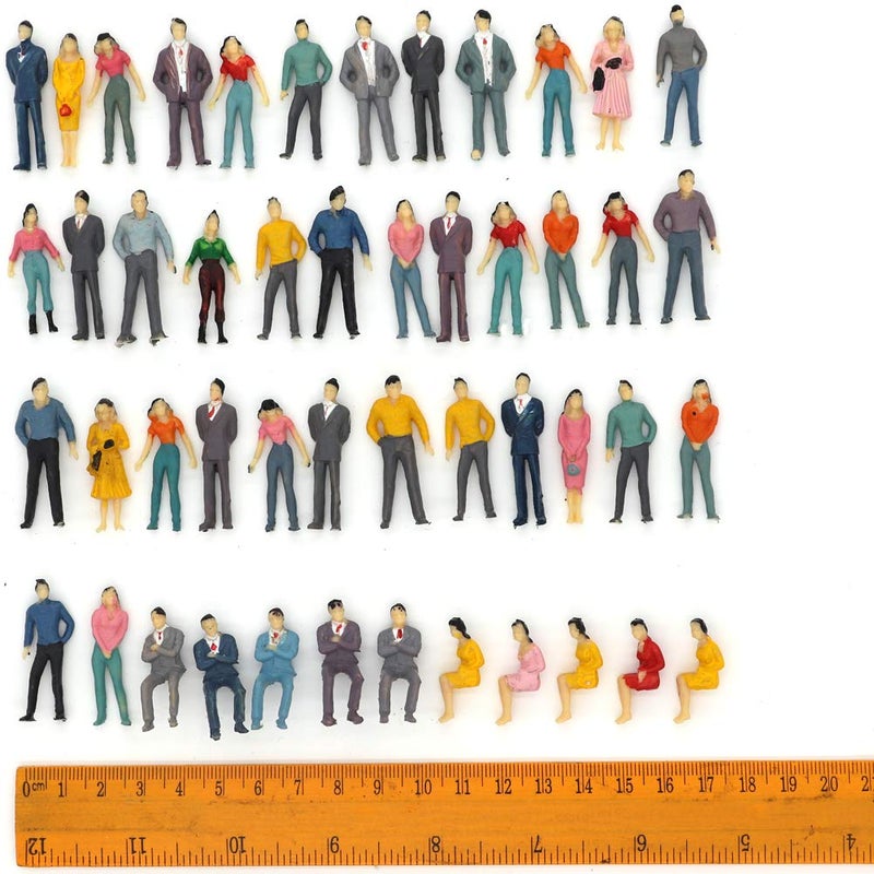 CWBPING 50pcs Building Model Trains Layout 1:50 Painted Figures O Scale Sitting and Standing People Assorted Pose - Image 4