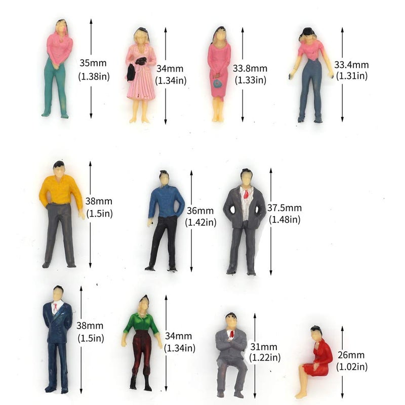 CWBPING 50pcs Building Model Trains Layout 1:50 Painted Figures O Scale Sitting and Standing People Assorted Pose - Image 2