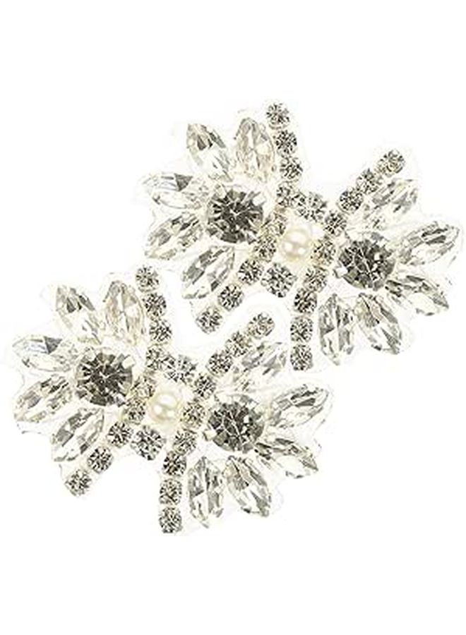 Silver Rhinestone Butterfly Bow Sewing Patch For Women Dress DIY Repair - Image 1