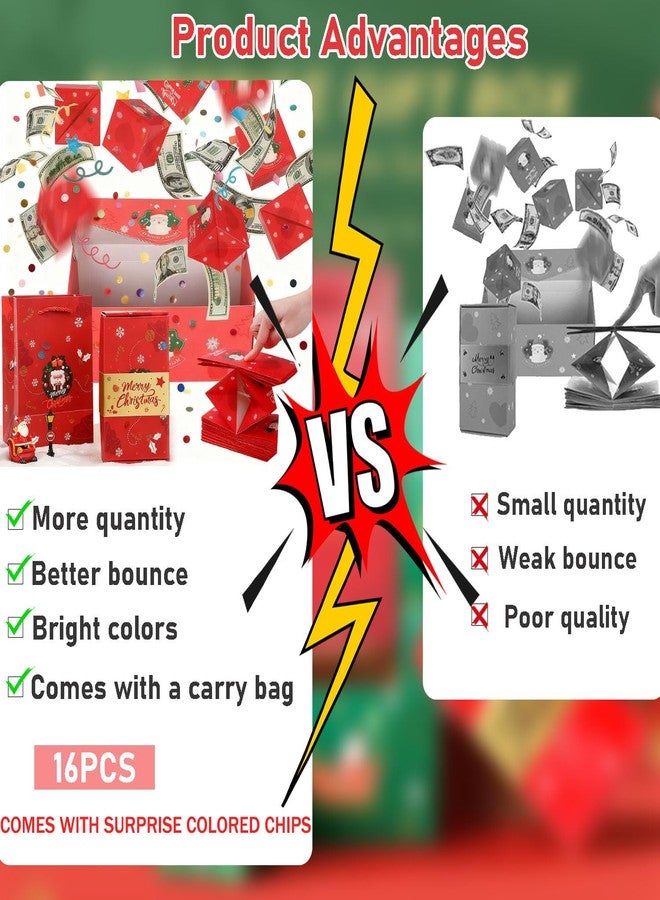 BOVVSKY 16PCS Surprise Gift Box Explosion for Money, Merry Christmas Surprise Gift Box Explosion for Money, Christmas Cash Luxury Folding Pop-Up SurpriseBox (Green - Image 3