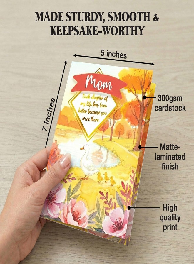 Decorably Gold-Foiled 5x7in Handmade Individual Mothers Day Card with Flower & Red Banner Cutouts with Envelope & Stickers for Birthday, Anniversary, Thank You, All Occasion, Printed Message Inside - Image 4